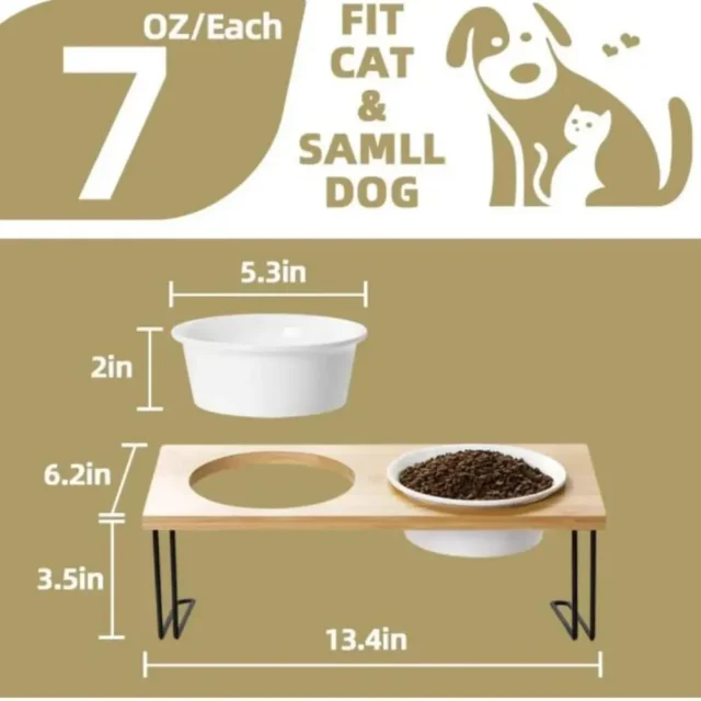 Double Bowl Stand Feeding Station for Pets