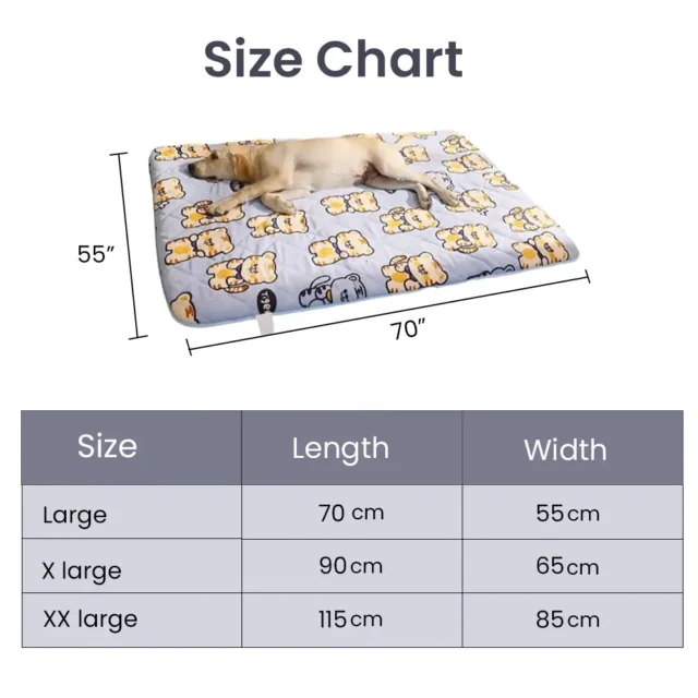 DOG BED SIZE CHART 