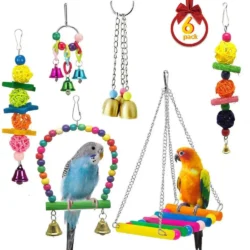 Bird Hanging Swing Ladders Ball Bell String Chewing Toy
