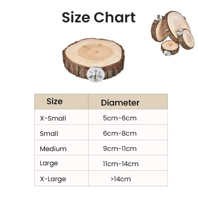 bird toy size chart