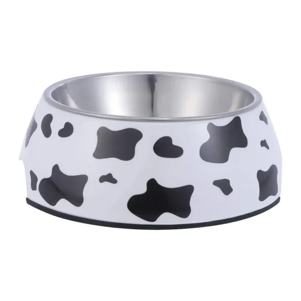 Stainless Steel Pet Bowl Cow pattern