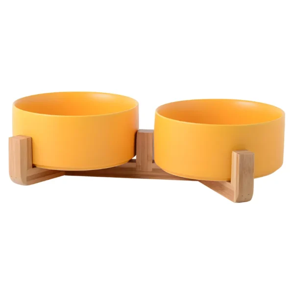 Pet Food and Water Bowl with Wood Stand
